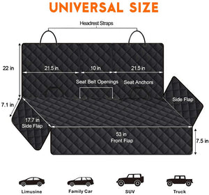 Dog Car Seat Cover, Back Seat Cover for Dogs Pet Car Seat Protector Waterproof Bench Car Seat Cover, Non-Slip Rear Seat Cover Fits Middle Armrest for Most Cars Suvs Trucks - Black