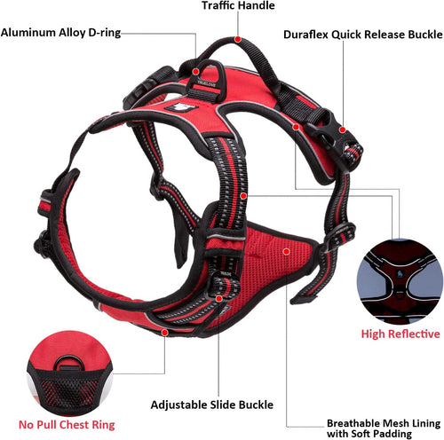 Adjustable No-Pull Dog Harness Reflective Pup Vest Harnesses Comfortable Control Brilliant Colors