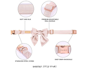 Unique Style Paws Silk Adjustable Durable Dog Collar with Bowtie, Bow Collars for Small to Large Dogs