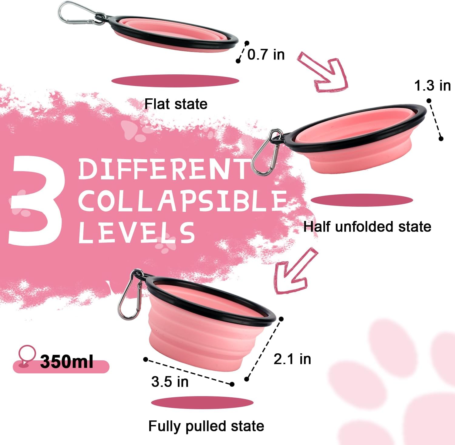 Collapsible Dog Bowls for Travel, 2-Pack Dog Portable Water Bowl for Dogs Cats Pet Foldable Feeding Watering Dish (Pack of 2))