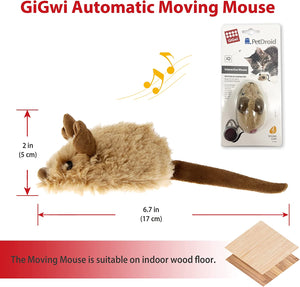 Interactive Automatic Mouse Toy for Cats with Realistic Squeaky Sound - Indoor Self-Play and Exercise (Brown Ear)