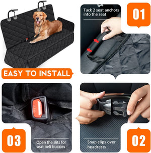 Dog Car Seat Cover, Back Seat Cover for Dogs Pet Car Seat Protector Waterproof Bench Car Seat Cover, Non-Slip Rear Seat Cover Fits Middle Armrest for Most Cars Suvs Trucks - Black