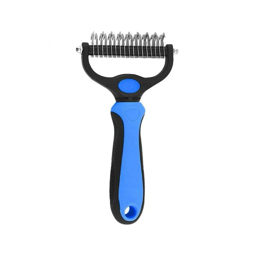 Pet Dematting Undercoat Rake for Long Haired Dogs Cats, Double Sided Deshedding Brush, Pain Free Tangle Remover to Reduce Shedding & Mats
