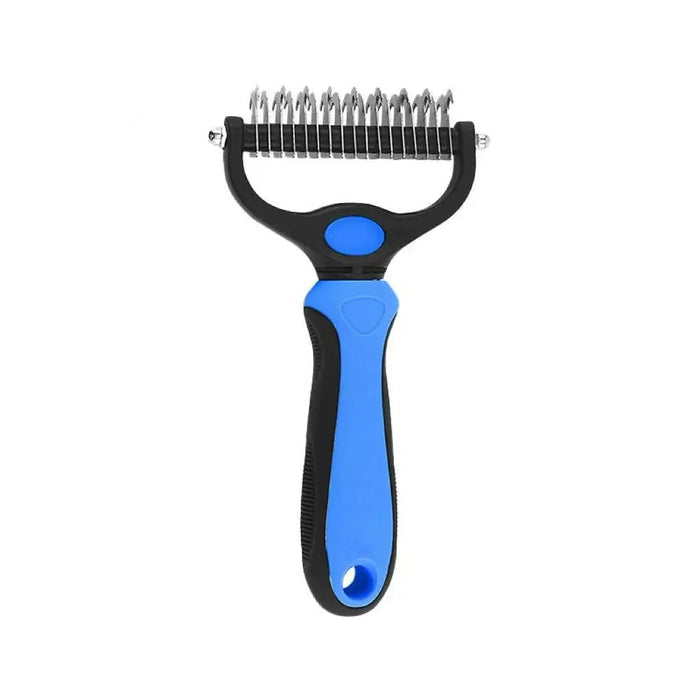 Pet Dematting Undercoat Rake for Long Haired Dogs Cats, Double Sided Deshedding Brush, Pain Free Tangle Remover to Reduce Shedding & Mats
